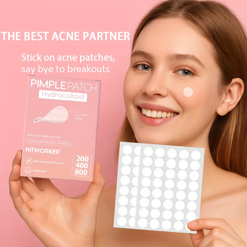 HITWORKER 800-Piece Acne Patches | Hydrocolloid Round Acne Patches | Powerful Absorption of Acne Secretions, Gentle Cleansing an