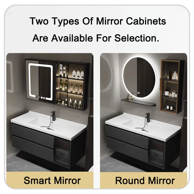 Deluxe Aluminum Bathroom Drawer Storage Vanity Cabinet With   Mirror Wash Basin, Waterproof Bathroom Cabinet