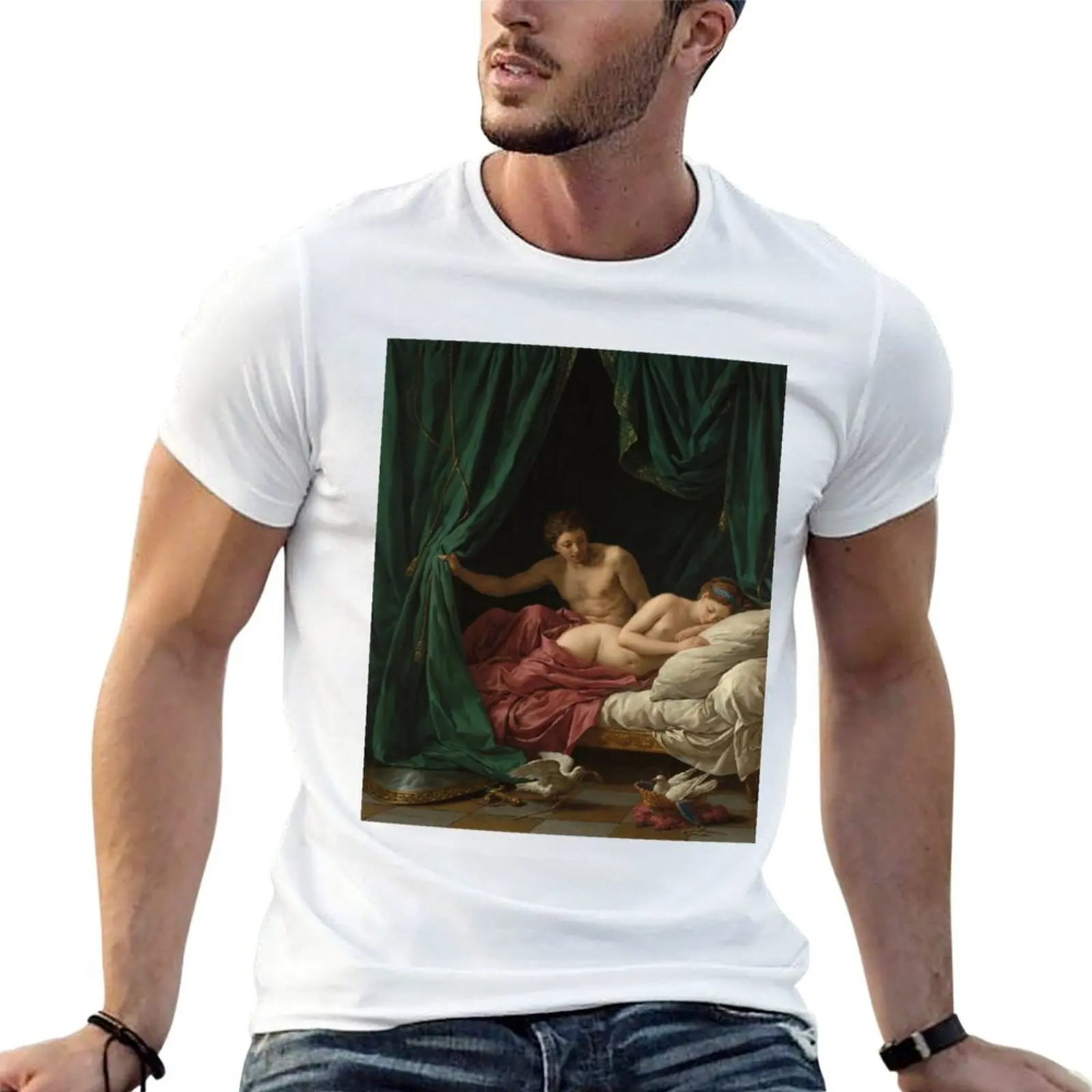 Louis-Jean-Francois Lagrenee - Mars And Venus Allegory Of Peace T-Shirt plus size tops plain Short sleeve tee men