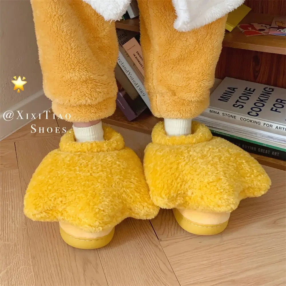 2024 Plush Slippers Cute Stuffed Duck Shoes Warm Comfort Fuzzy Slippers Indoor Outdoor Slip Warm Anti Skid Sole Home Slippers