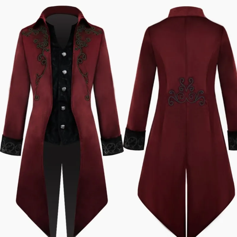 

New Wiebay Medieval Punk Tailcoat Men's Coat Jaet Retro Sle Large Outerwear Faionable Student orm Work orm