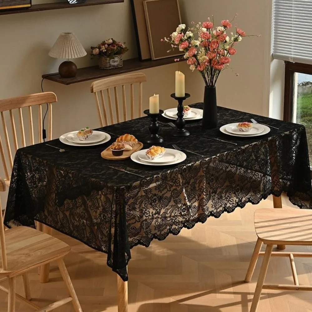 Rustic Style Florals Embroidery Lace Table Cover Rectangular Universal French Tablecloth Decorative Table Linens Living Room