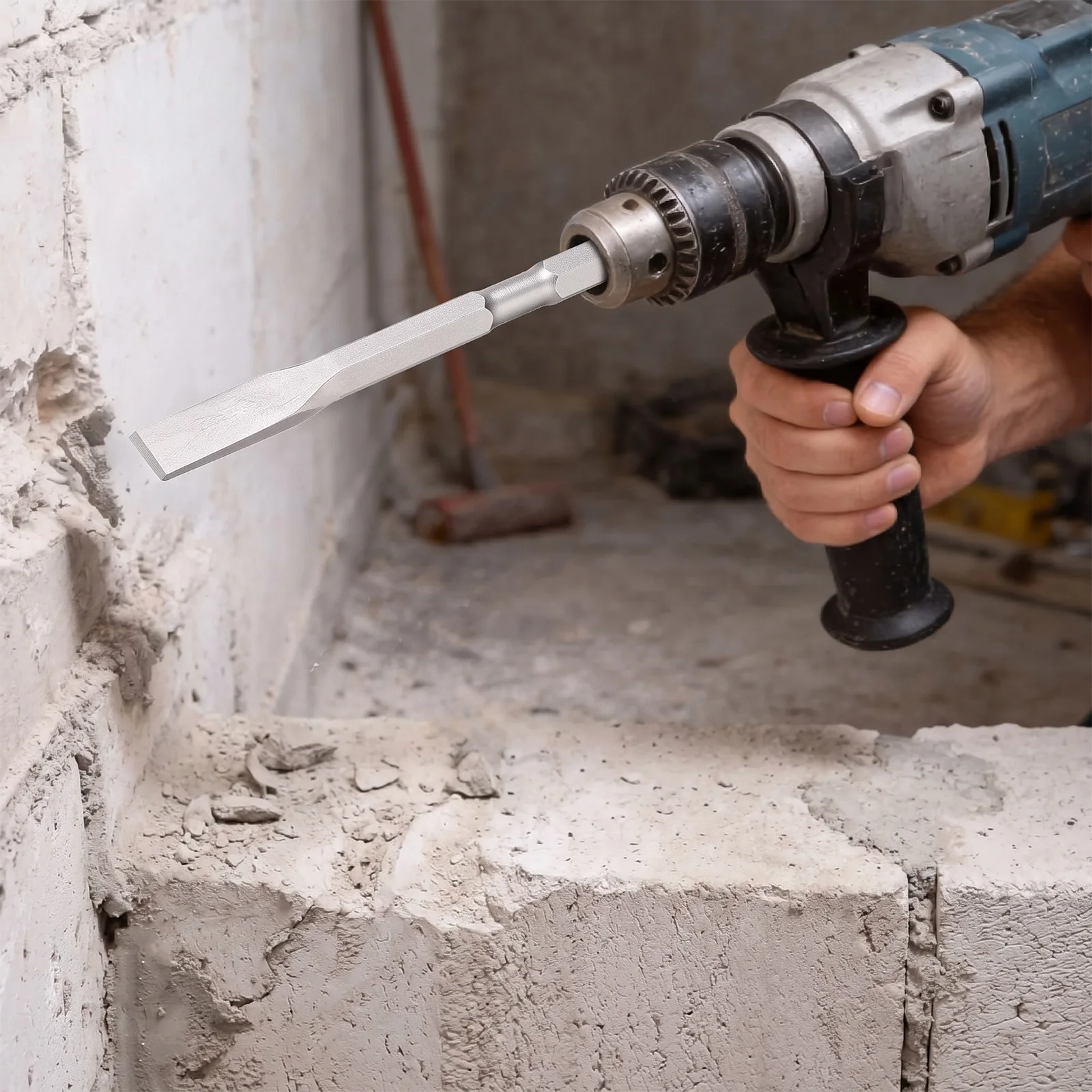 17mm Hex Shank Bull Point Chisel, 260mm Steel Demolition Hammer Bit for Concrete,Brick,Masonry Breaking and Chipping,Easy to Use