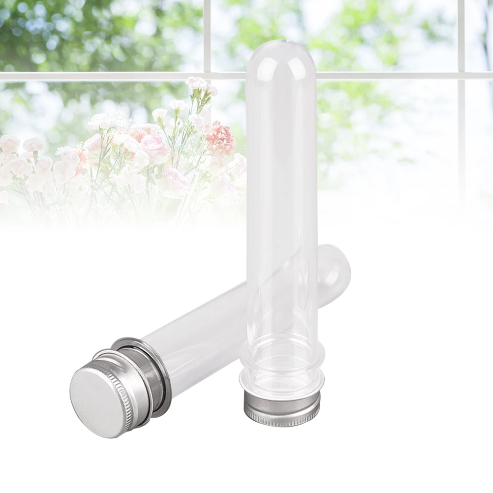 

8 Pcs Plastic Test Tube Bottle Portable Tubes Packaging with Lids Cylinder Clear Candy Liquid Container