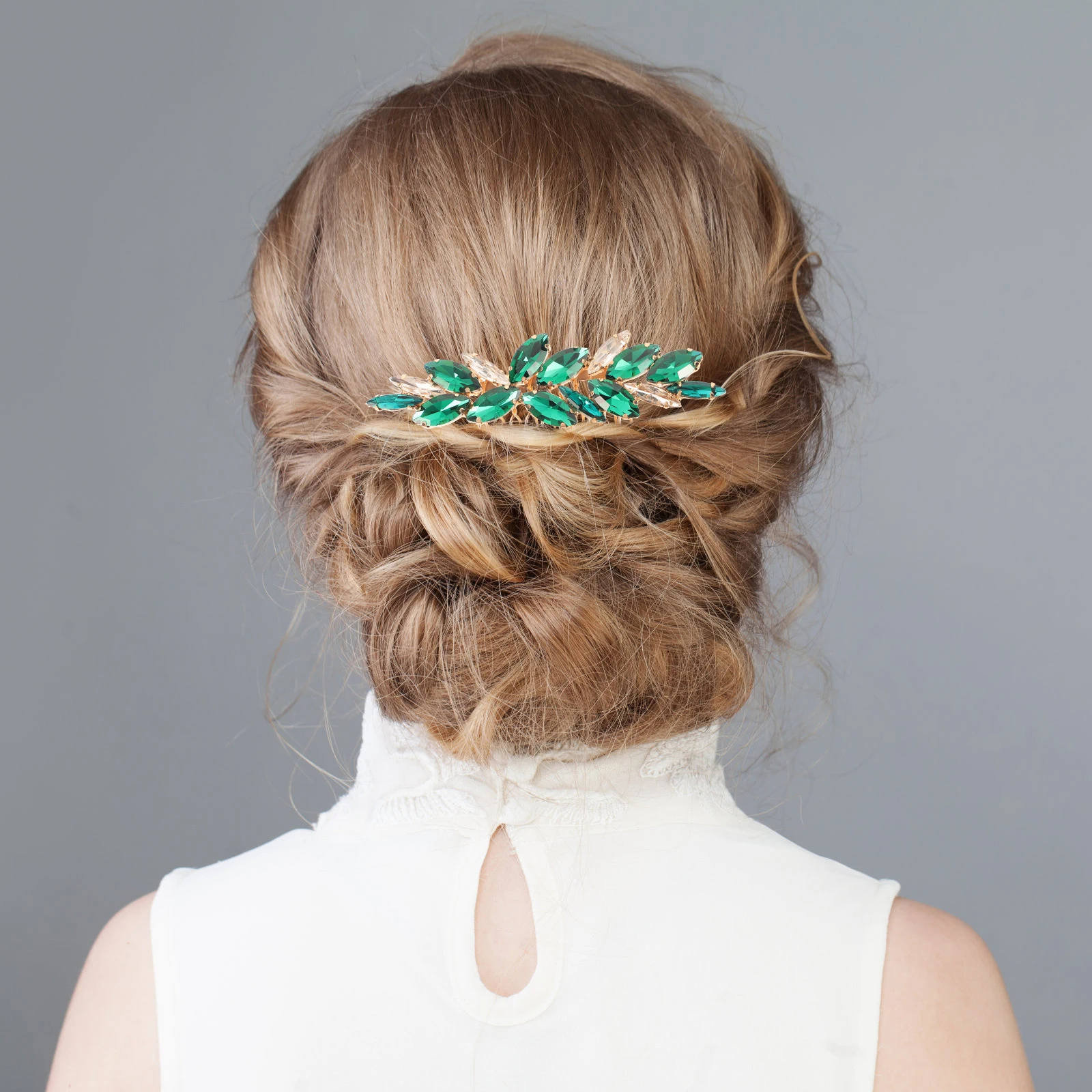 

Elegant Emerald Comb Wedding Wedding Hair Jewelry Bridesmaid Accessories Crystal Rhinestone Bridal Hairpiece Styling Tool