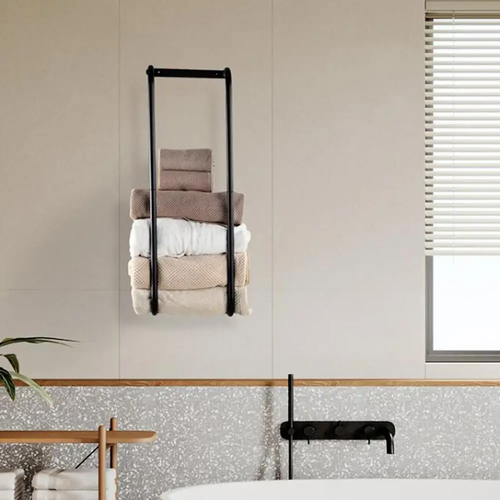 Rust-proof Towel Rack Bathroom Towel Storage Holder Space-saving Stainless Steel Towel Rack Modern Wall Mount Organizer for Bath