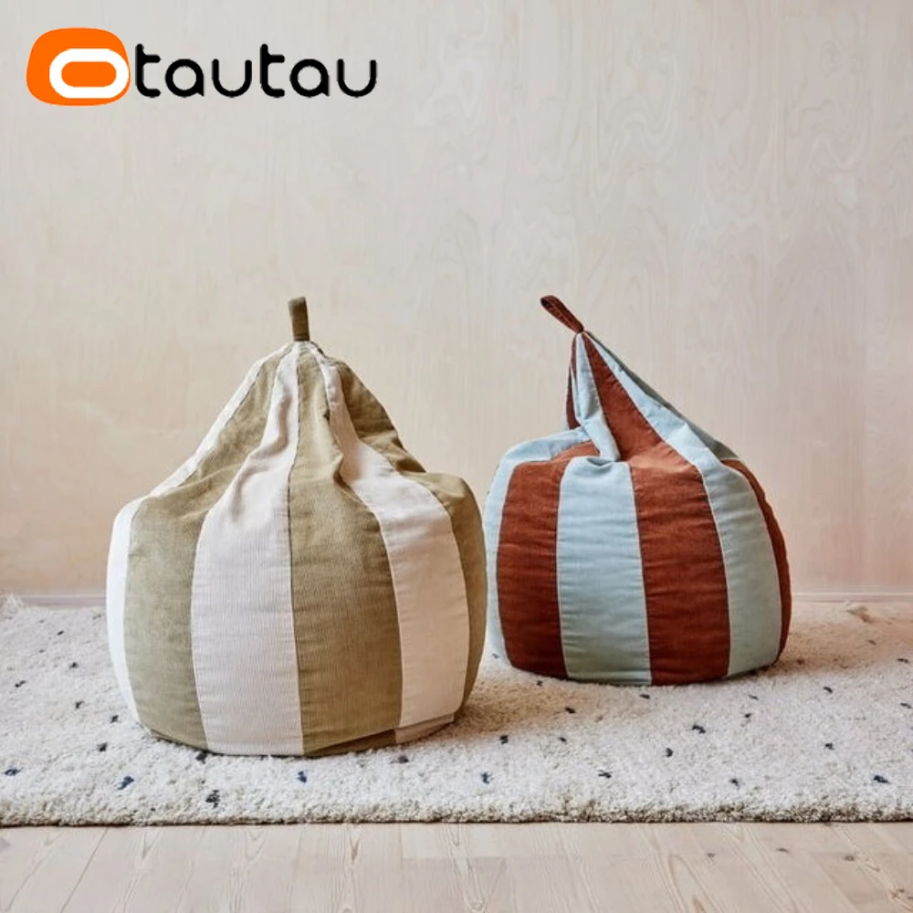 OTAUTAU Children Small Corduroy Bean Bag Cover Color Blocking Design Pouf DD218【No Filler!You Need To Fill It By Yourself !】 view 4
