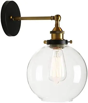 

Sconce Vintage Industrial 1-Light Rustic Mount Light Fixture with 7.9" Round Clear Glass Shade (Antique)