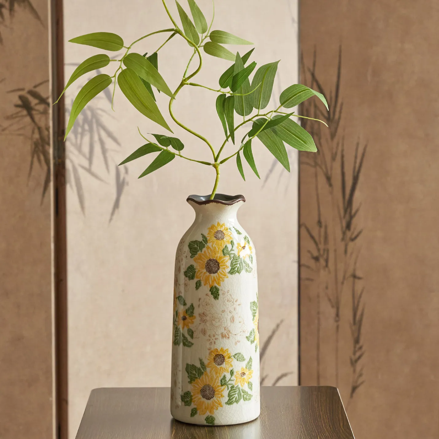 New Chinese Style Ceramic Vase Living Room Bedroom Decor Retro Flower Arrangement Water Cultivation Fresh Flowers Dried Flowers