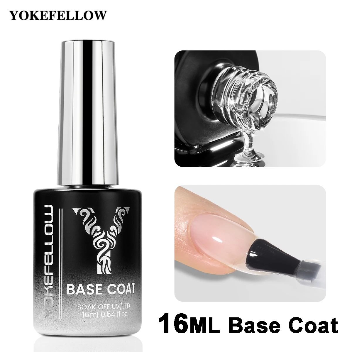 YOKEFELLOW 16ML Base Coat Gel Nail Polish UV LED Soak off Semi Permanent Nail Art Manicure Gel Nail Varnish Matte Top Coat