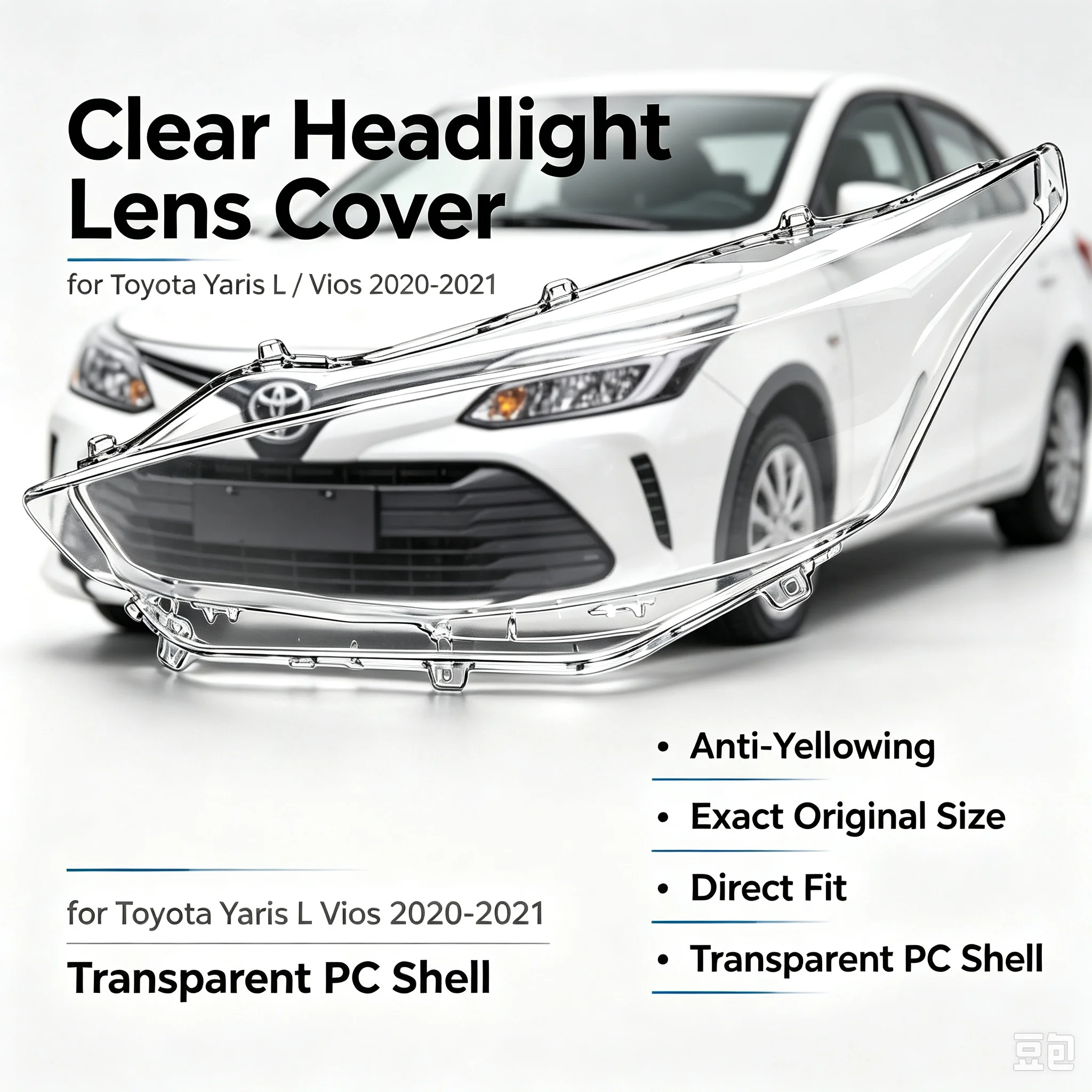 Clear Headlight Lens Cover Shell For Toyota Yaris L 2020‑2021 Front Head Lamp Transparent Replacement Lampshade