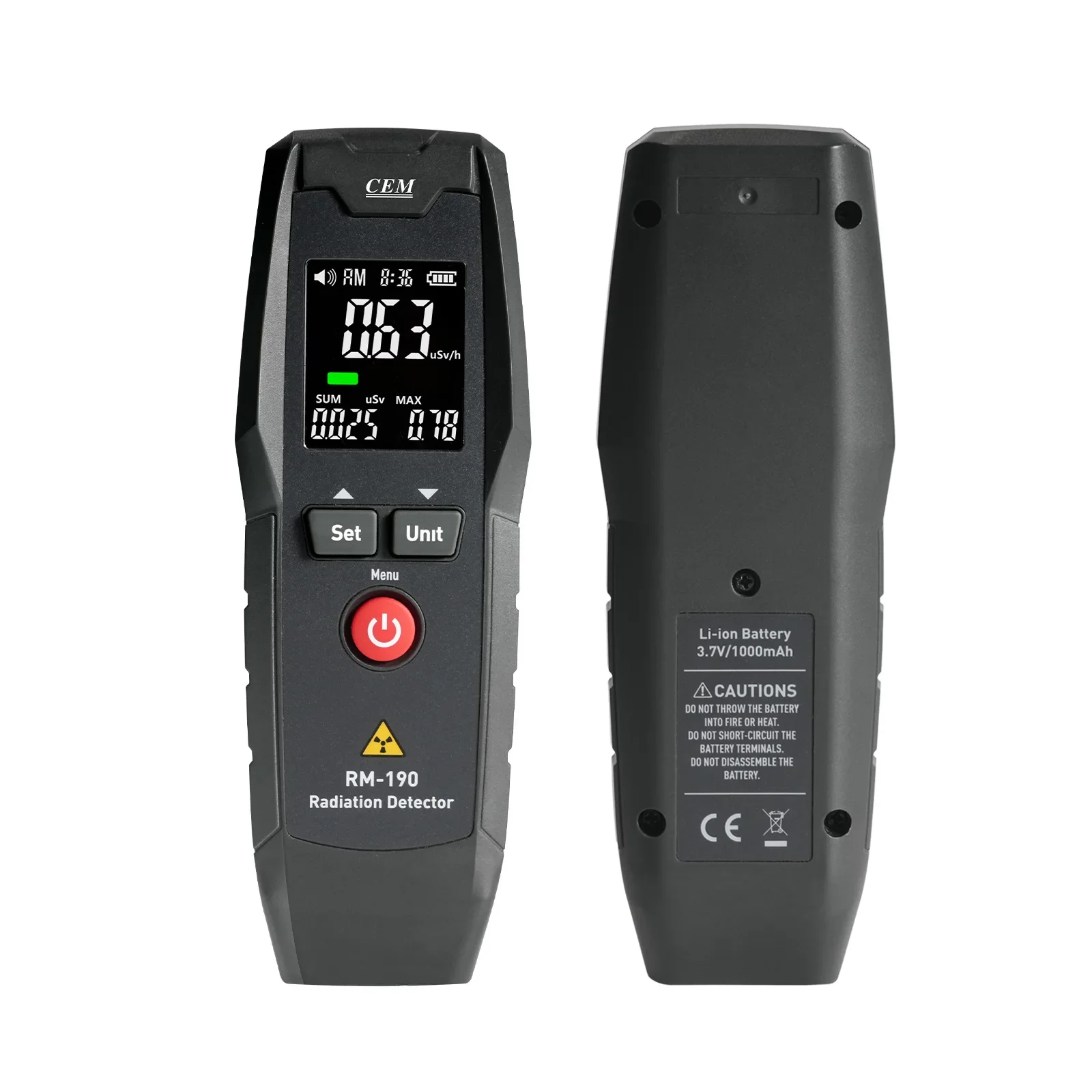 RM-190 Radiation Detector Geiger Alpha Beta Gama Professional Meter X β γ Ray Radiation Dosimeter Dose Alarm Tester