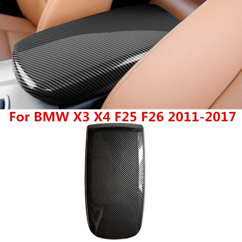 

Carbon Fiber Center Console Armrest Box Cover Trim For BMW X3 X4 F25 F26 11-17