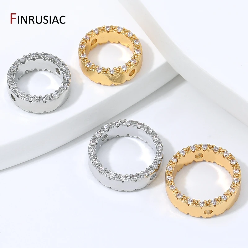 18K vergoldeter Messing-Perlenkäfig für Schmuckherstellung, Zirkon-Rundrahmen-Abstandsperlen für DIY-Armband-Zubehör – Detail 17