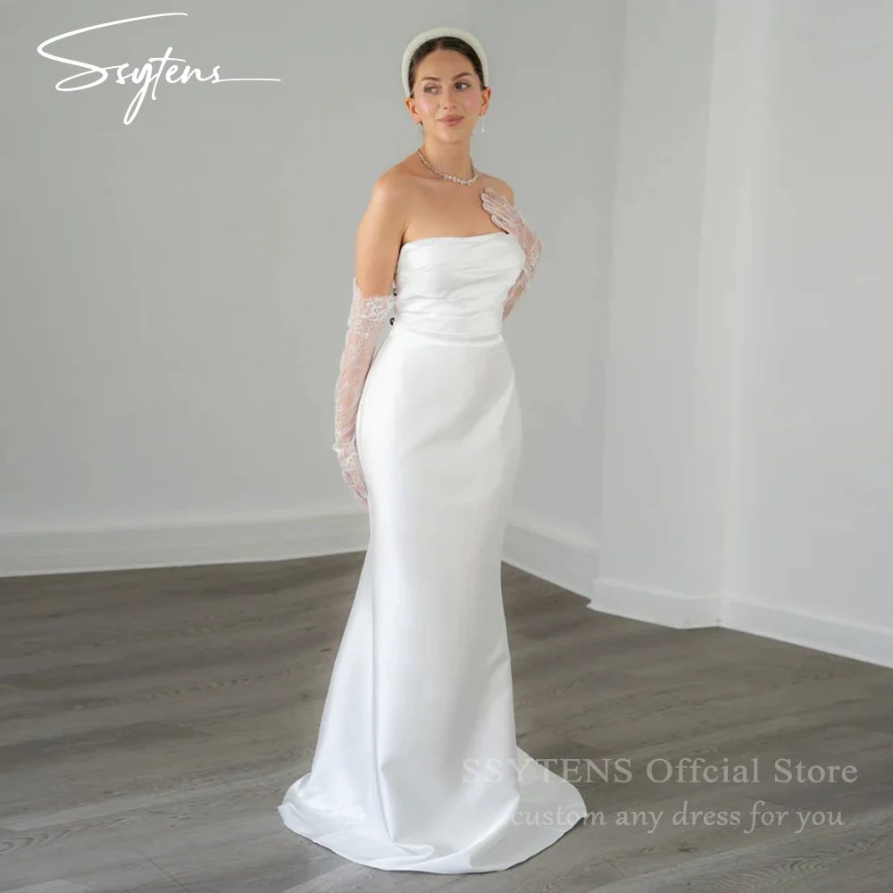 SSYTENS Modern Strapless Mermaid Wedding Dresses Soft Satin Bridal Gowns Custom Made Bride Dress 2025 Bespoke Vestido De Noiva