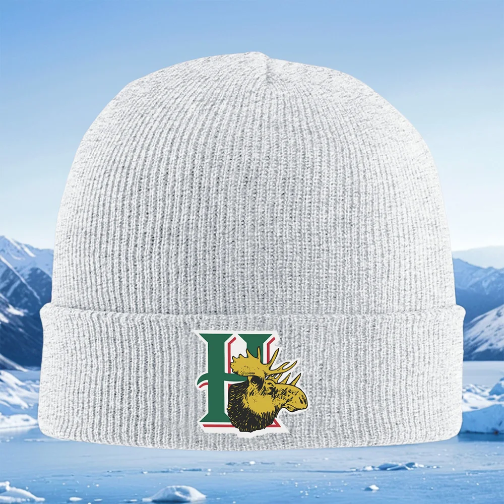 Elandenkop binnenvorm H letters Heren Dames Unisex Gebreide muts Beanie Pullover Cap Winter Thermisch Warm Kerstmis Buiten Fietsen