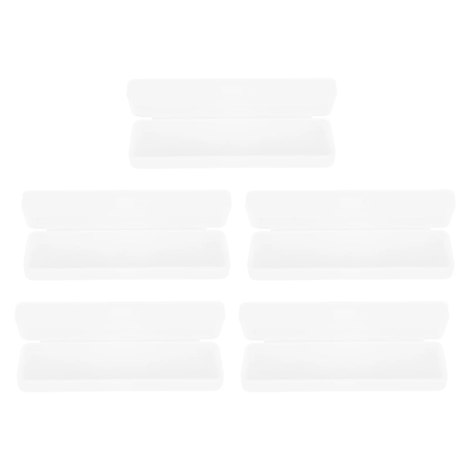 

5pcs Plastic Pencil Storage Boxes Stationery Boxes Oblong Pen Holders Durable Sturdy Dustproof Makeup Brush Organizer Compact
