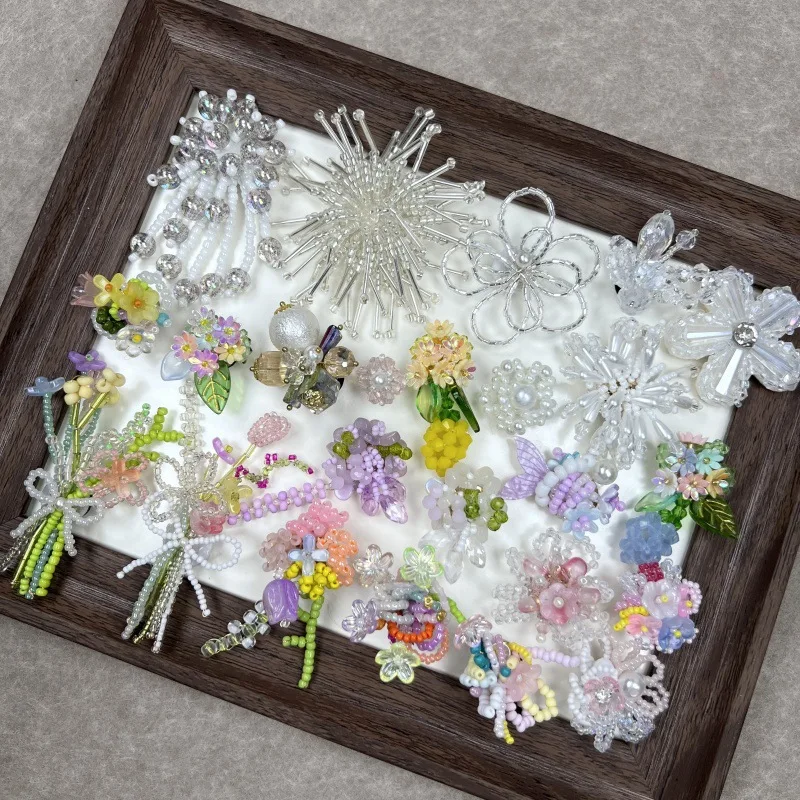 Multifunctional Handmade Woven Beaded Bouquet Shoe Flowers for Clogs Lightweight Feminine Shoe Clips Decor