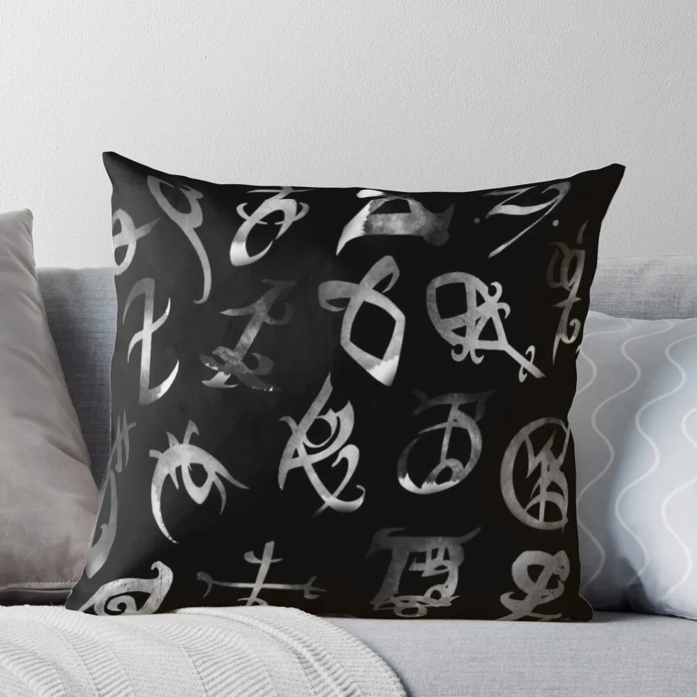 Silver Runes Throw Pillow christmas supplies Bed pillowcases