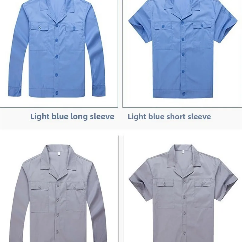 Lightweight Short Sleeve Work Uniform Set for Men And Women Summer Factory Workshop Maintenance Clothing Protective Suit