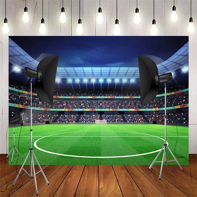 Top View Of Football Field With White Lines And Grass Photography Backdrop Soccer Playground Sport Photo Studio Background ZQ-04