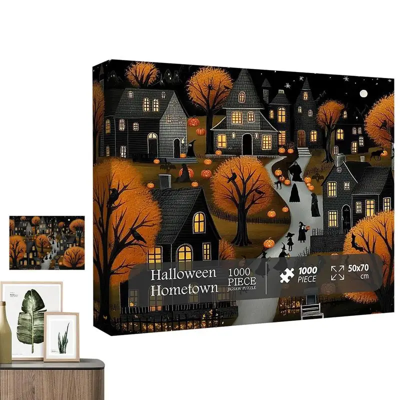 Halloween Jigsaw Puzzles Halloween Jigsaw Puzzles 1000 Pieces Ghost Pumpkin Hometown Home Decor Interactive Brain Teaser for