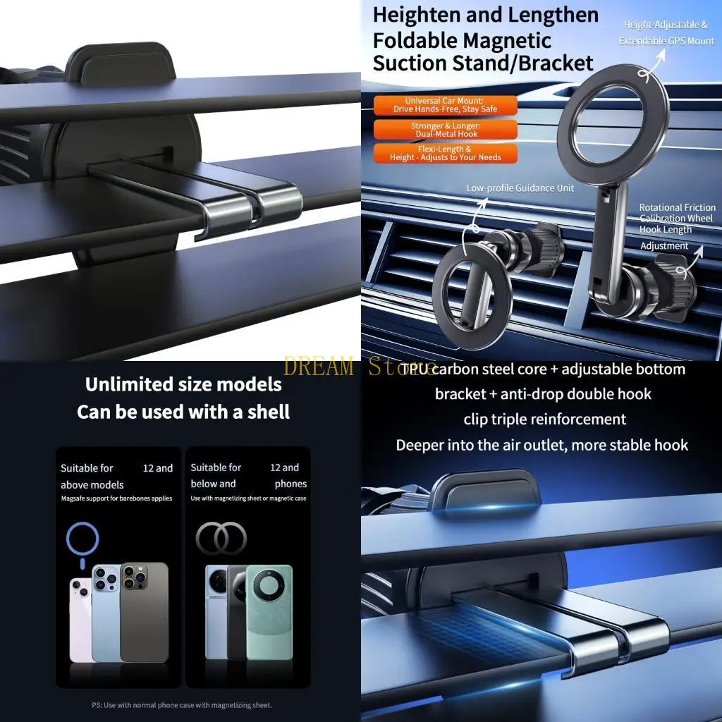 

Heavy Duty Adjustable Foldable Auto Vent Phone Holder 360 Rotation Metal Base best sale