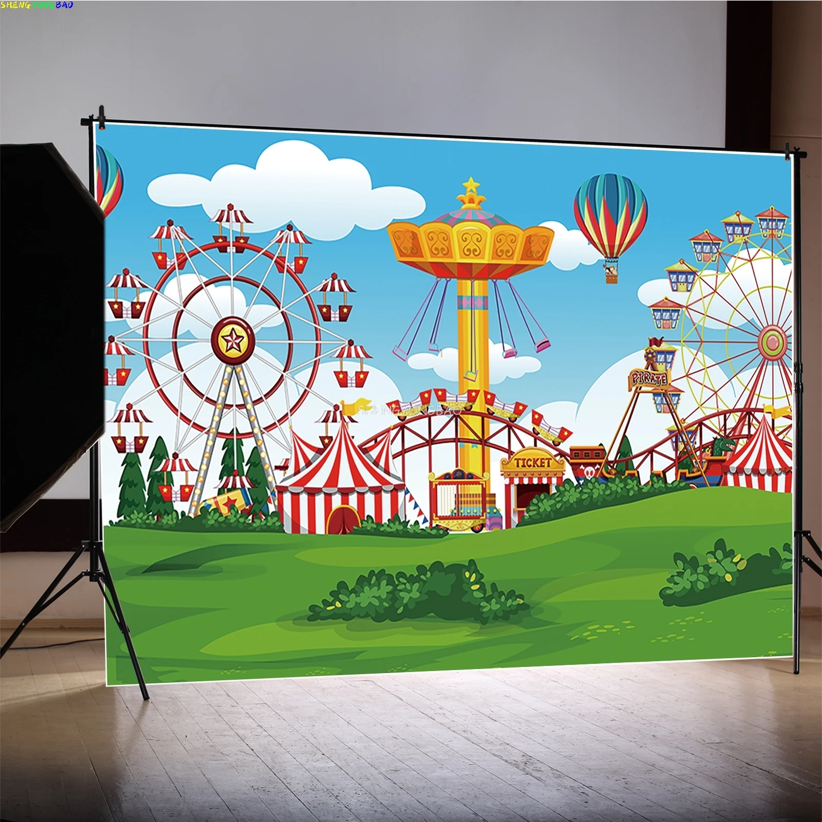 مهرج السيرك حفلة عيد ميلاد خلفيات للتصوير الفوتوغرافي دُولابٌ دَوّار كرنفال الاحتفال الأطفال طفل استوديو الصور خلفية CI-01