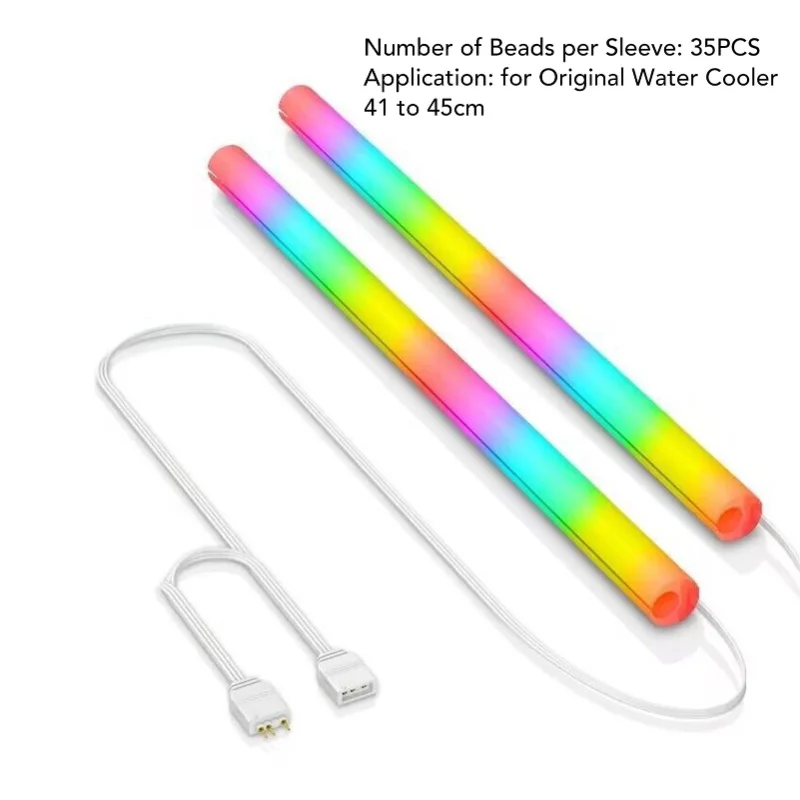Manicotto del tubo ARGB da 2 pezzi per tubo di raffreddamento ad acqua in silicone programmabile panoramico a 360 gradi illuminazione soffusa sincronizzazione tubo del dispositivo di raffreddamento dell'acqua