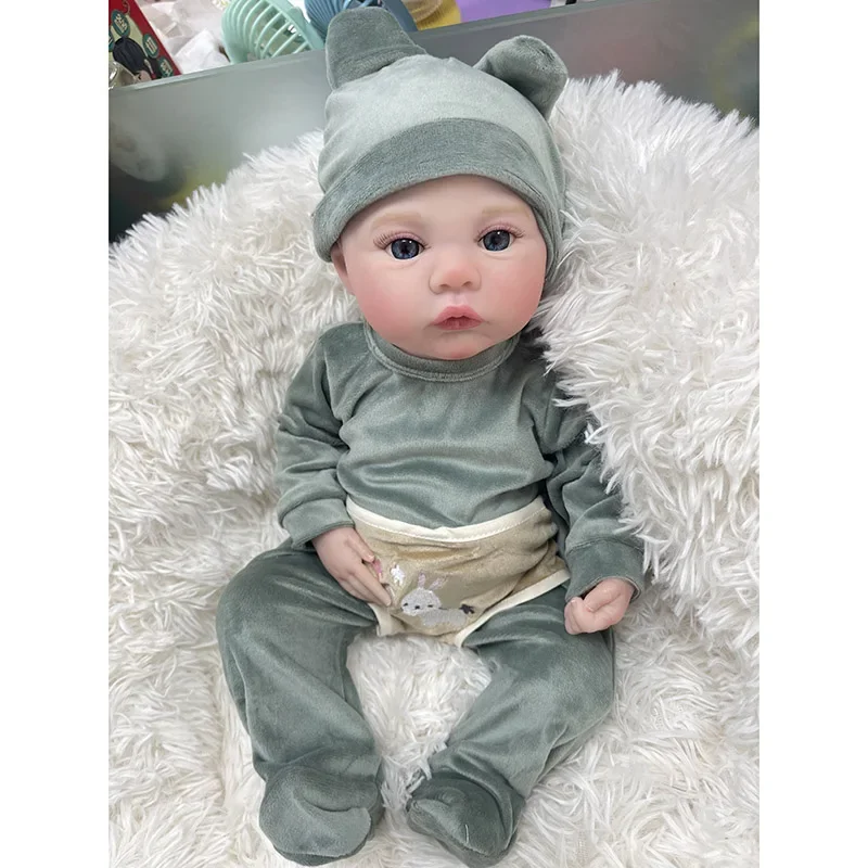 18inch Reborn Meadow Silicone Baby Doll Hand Detail Painted 3D Skin with Visible Veins Handmade Real Looking Baby Dolls Girl Toy