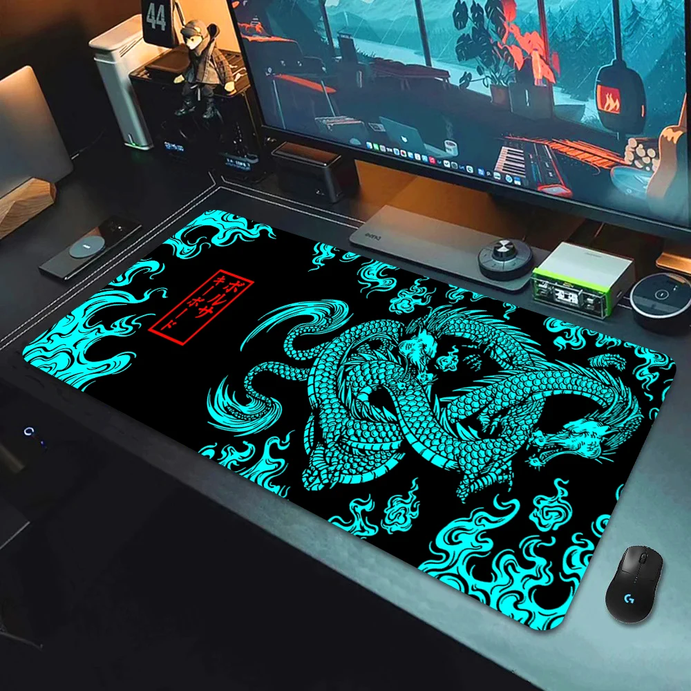 Alfombrilla de ratón para juegos de estilo japonés Xxl, alfombrilla de escritorio para teclado, alfombrillas de ratón grandes de dragón, alfombrilla de mesa para ordenador