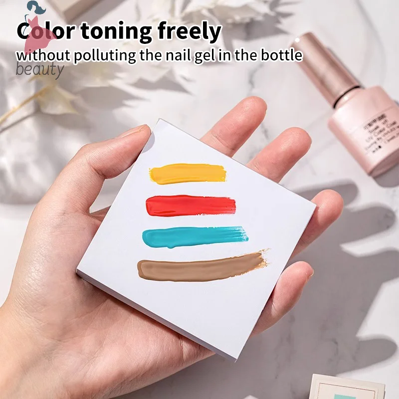 50pcs Disposable Tinting Glue Waterproof Paper Display Board Tearable Nail Toning Palettes Nail Polish Color Mixing Tray