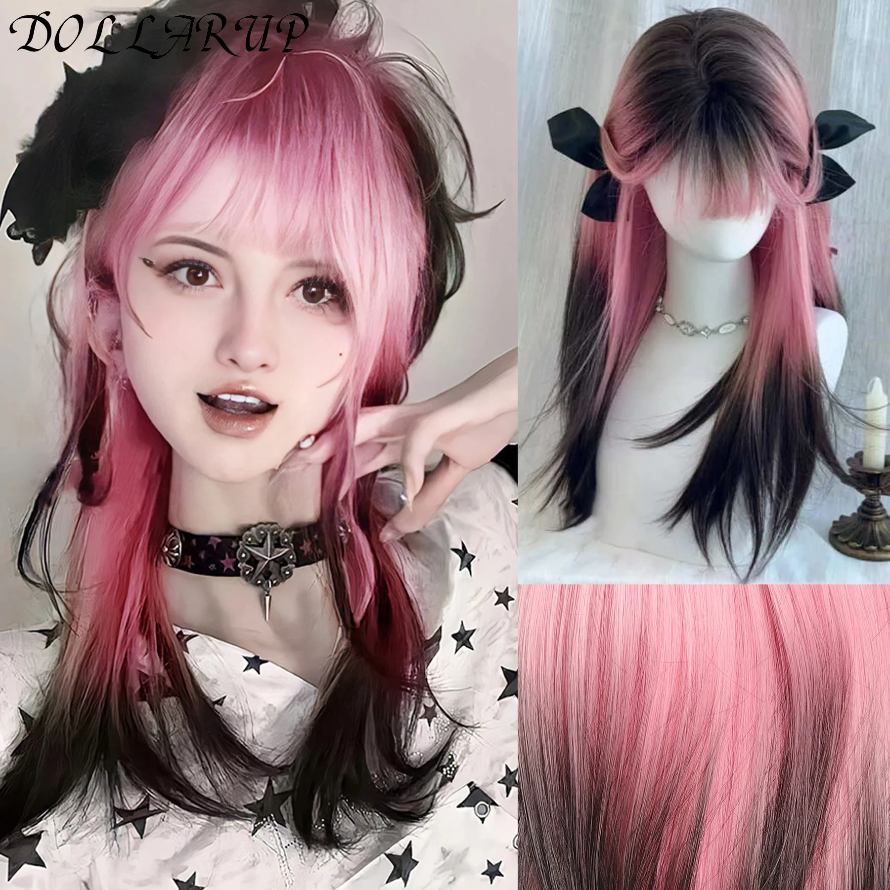 

JKL красный парик длинный прямой синтетический парик фронта шнурка темно-винного цвета волосы кружевные фронтальные парики для женщин вечерние косплей