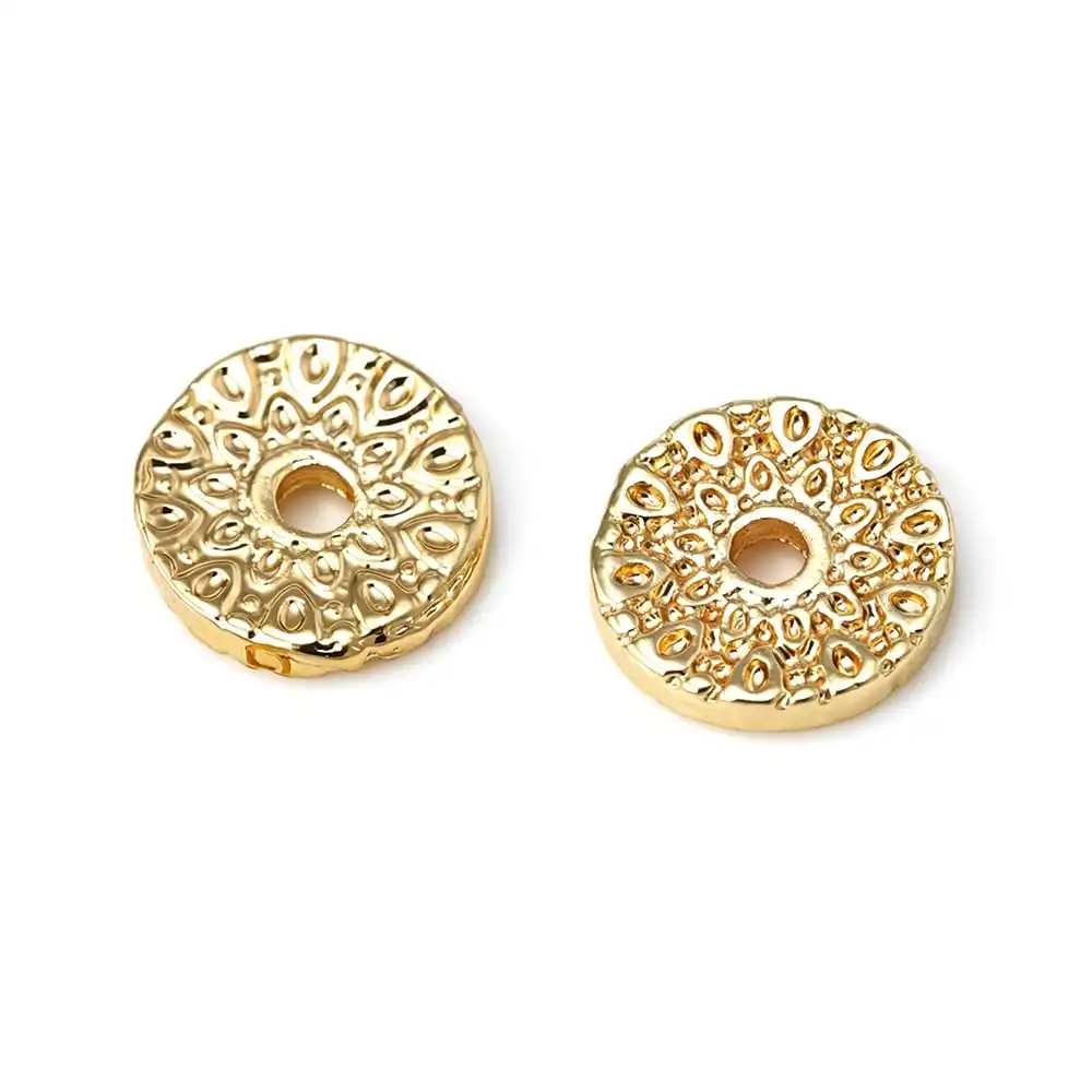 18K Gold Color Brass Round Wave Irregular Bracelet Beads Spacer Beads High Quality Diy Jewelry Accessories Making Materials