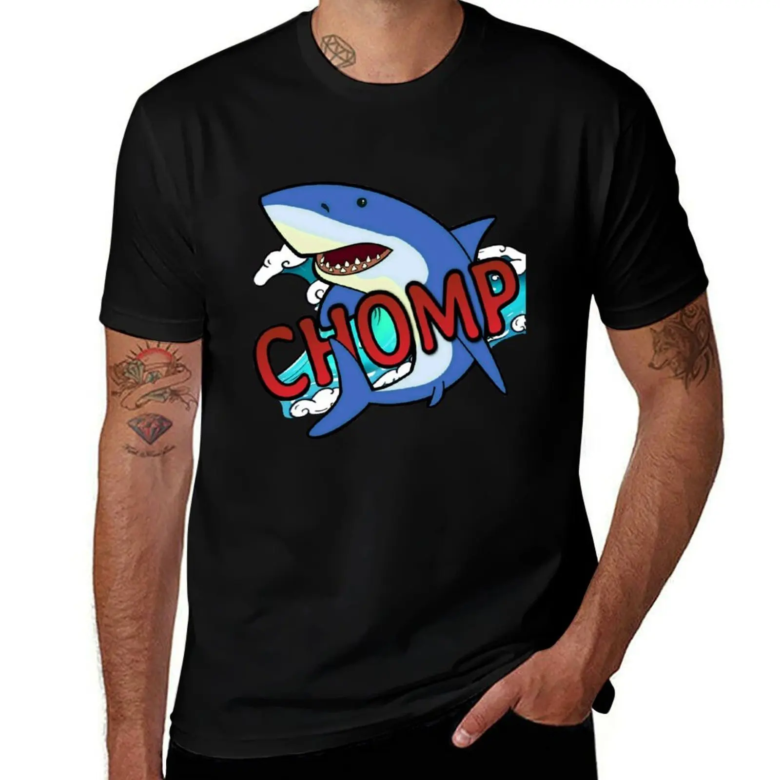 

Shark Goes CHOMP! T-Shirt t shirt for man t shirts for man cotton soft T-Shirt