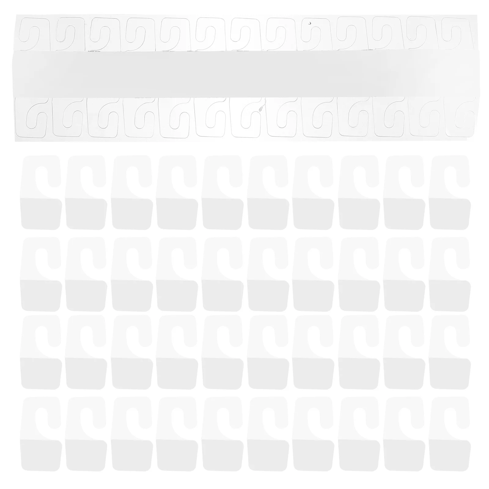 

100Pcs Clear Self Adhesive Hanging Tabs PVC Sticky Hooks for Retail Display Label Repair and Product Showcasing