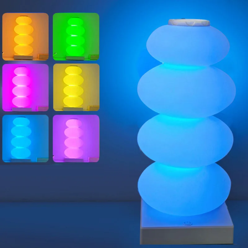 

Bingtanghulu Shape Rainbow Colorful Night Light Corridor Bedroom Reading Bedside Homestay Retro Style Decorative Desk Lamps