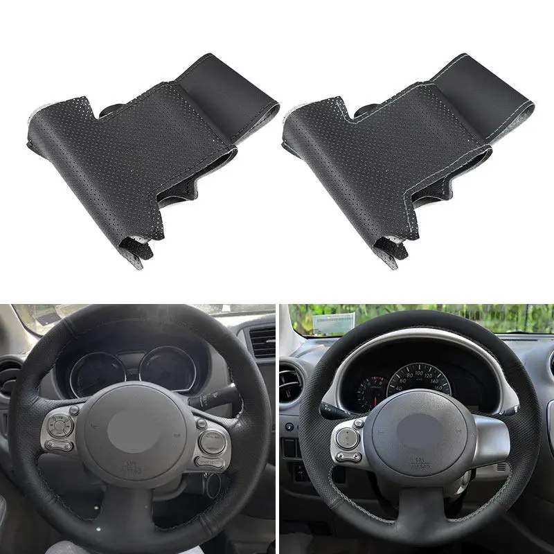 

Perforated Leather Trim For Nissan Versa 2011-2013 Sunny 2012-2014 March 2010-2015 Hand Stitched Car Inner Steering Wheel Cover