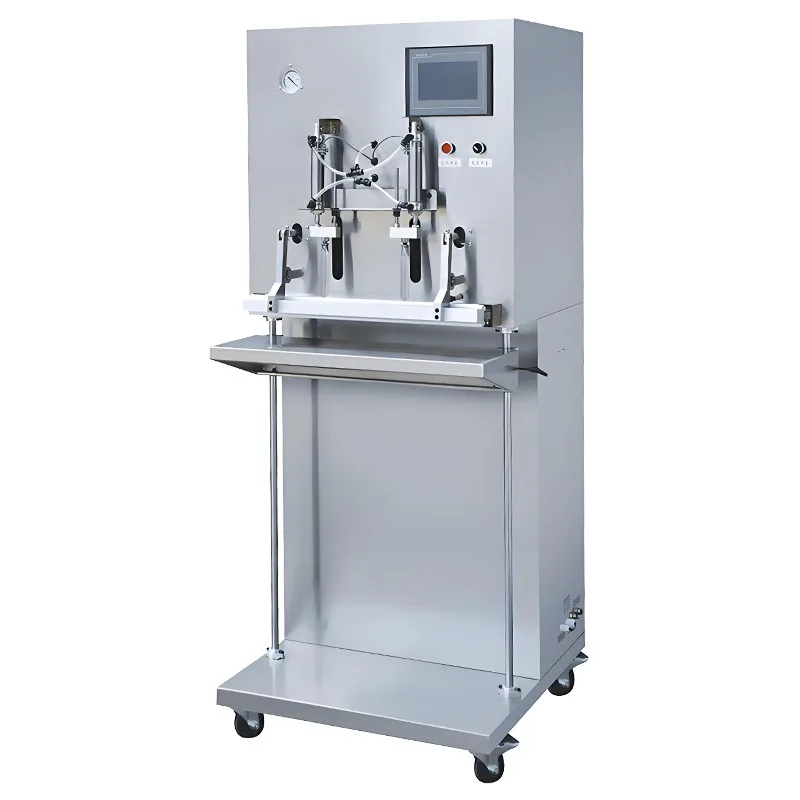 Vertical pneumatic external pumping and inflating vacuum packaging machine