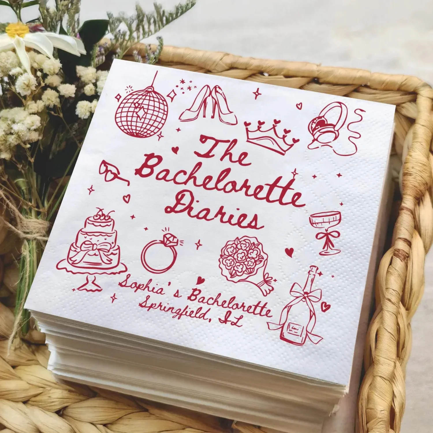 Персонализированные салфетки для девичника, принадлежности для девичника, пляжная вечеринка Майами, салфетки для свадебного душа, пляжные салфетки на заказ