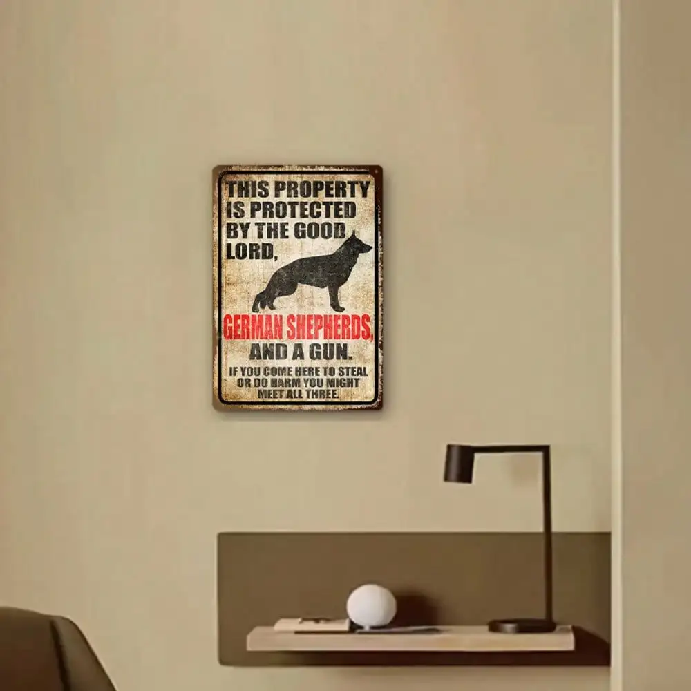 قطعة واحدة من لافتة القصدير الراعي الألماني - اقتباس تحذير قوي للكلاب، ديكور منزلي/خارجي، 8 × 12 بوصة/20 × 30 سم #2