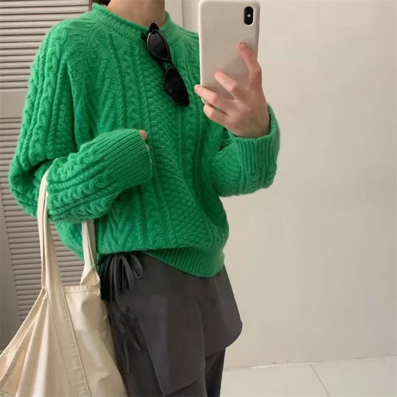 MsChuh All-match Loose Simple Style Sweater Comfortable Women's Jumper Pulls Femmes Pullover Commuting Daily Solid Color Mahua