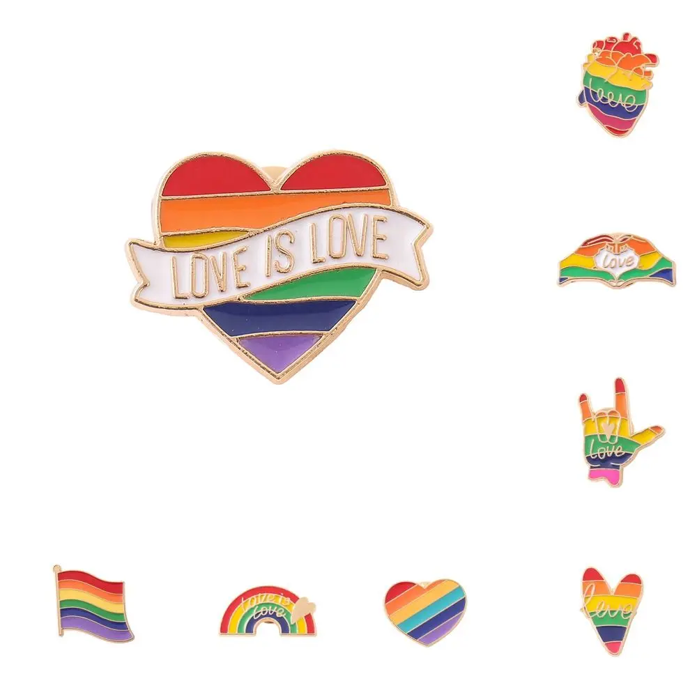 Youtong Six Colors Rainbow Rainbow Brooch English Alphabet Plating Metal Badge Love Flag Clothing Accessories Transgender