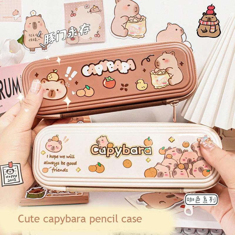 Imagem -06 - Capivara-estojo de Lápis de Grande Capacidade para Meninas Kit Escolar Caixa de Armazenamento de Papelaria Estética Bonito