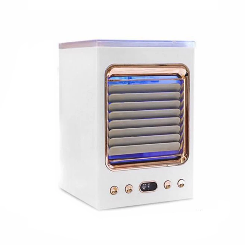 

Mini Portable Refrigeration Air Conditioner Multi-Function Humidifier Desktop Air Cooler For Office Home,White+Gold