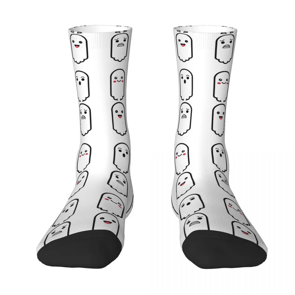 Spooky Creepy White Halloween Boo Ghost Pack Socks Harajuku Stockings All Season Long Socks Accessories for Unisex Gifts