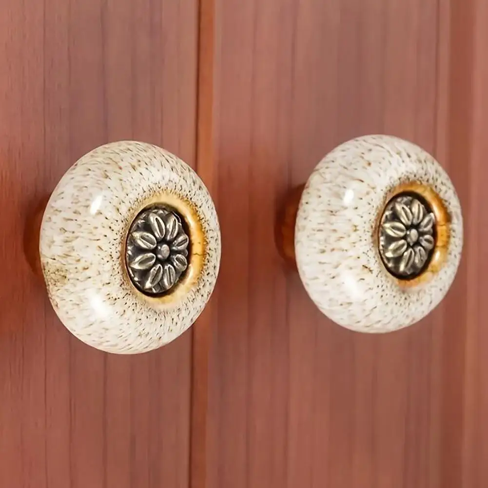 Marble Leopard Handle Single Hole Round Ceramic Cabinet Door Handles Ceramic Handles, Suitable for Wardrobes and Drawers