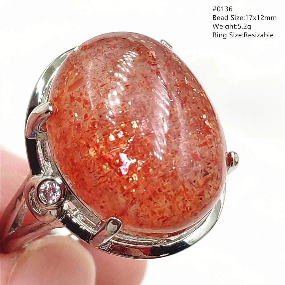 

Natural Gold Strawberry Quartz Orange Sunstone Adjustable Ring Women Men Rare Flash Cat Eye 925 Sterling Silver Oval Ring AAAAAA