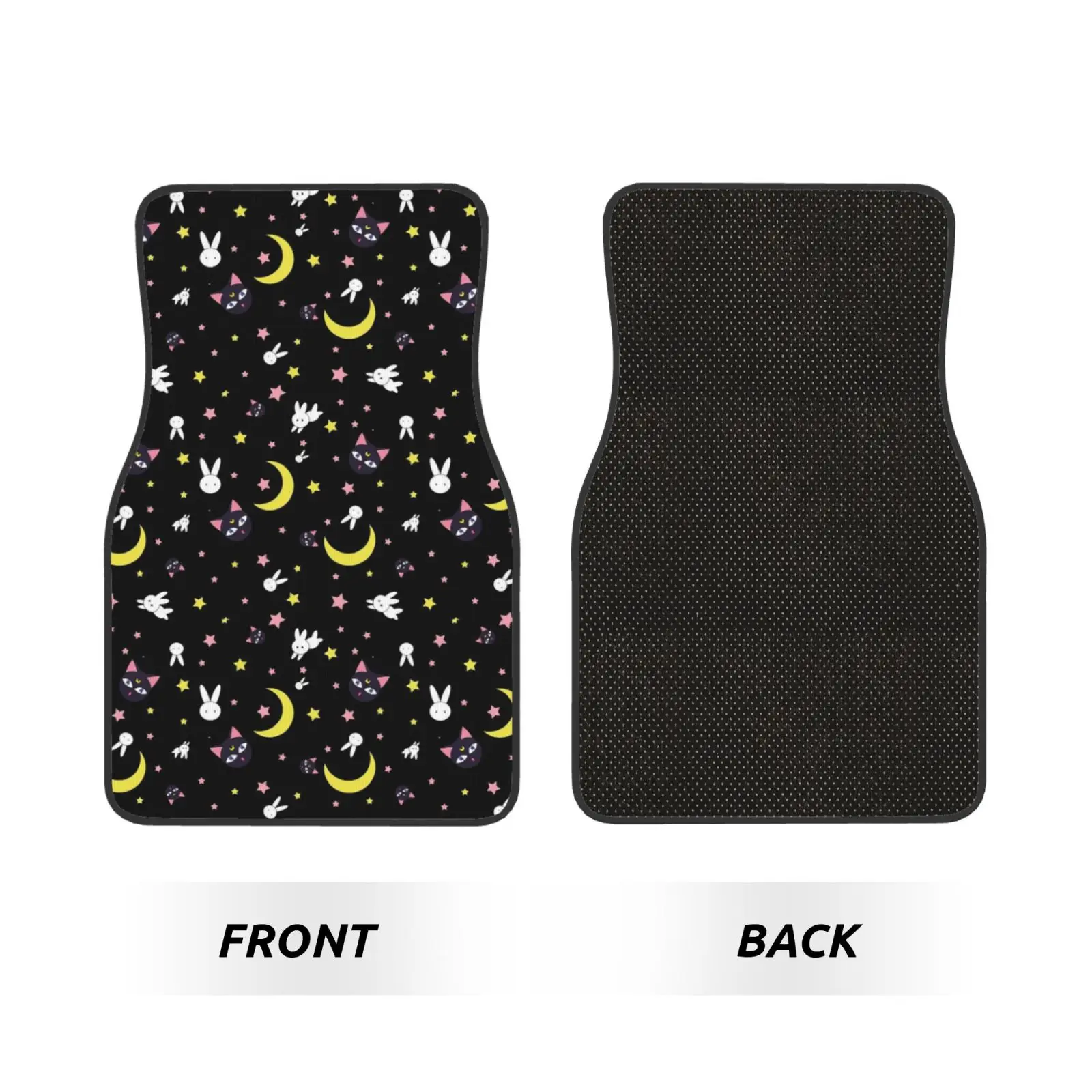 Usagi Tsukino Anime Print Car Floor Mats Non-Slip Carpets Rugs Front & Rear Car Foot Mats Set of 4 Pieces Auto Accessories Decor