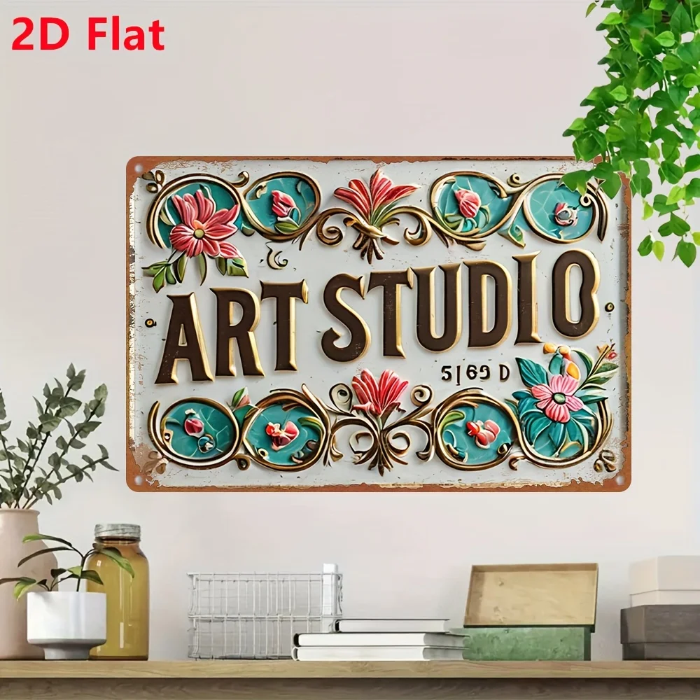 CIFbuy Vintage Art Studio Aluminum Wall Art Waterproof Wear Resistant Home Garden Bar Cafe Farmhouse Bathroom Decor